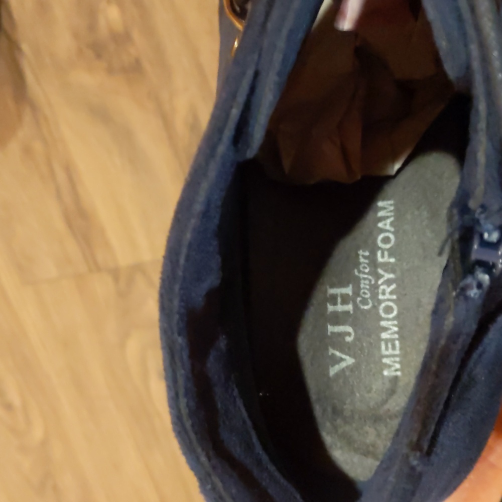 VJH Confort Memory Foam Navy Suede Booties - Picture 2 of 3